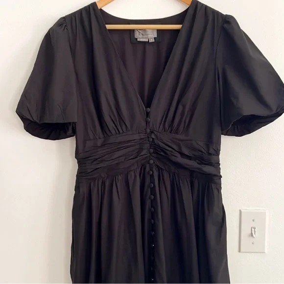 NWOT Anthropologie Katerina Button-Front Midi Dress Black - Picture 7 of 8